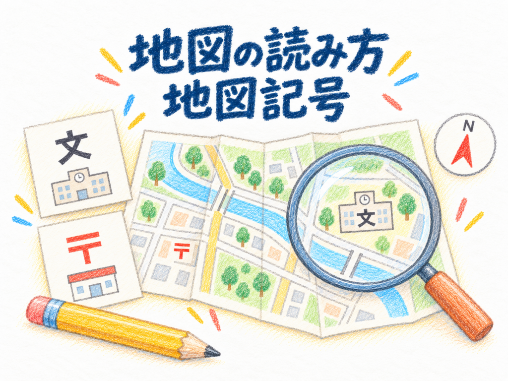 地図で場所を伝える、三つの手がかり。