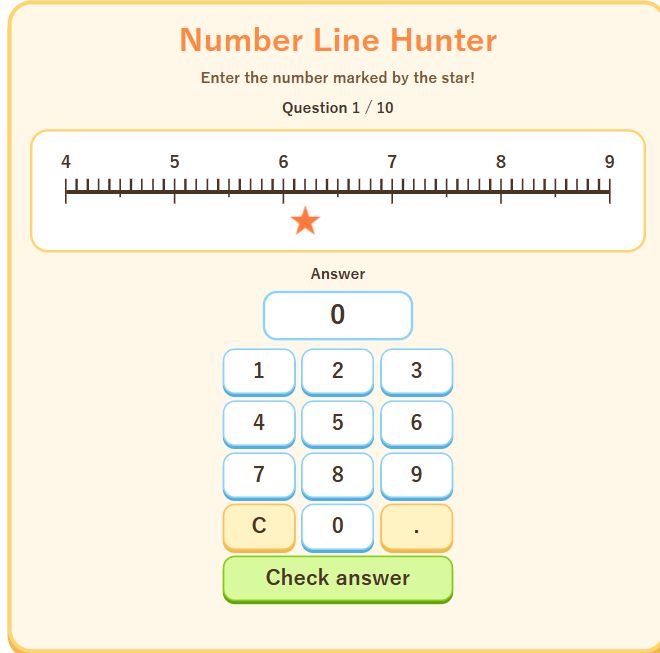 Number Line Hunter — English game screen